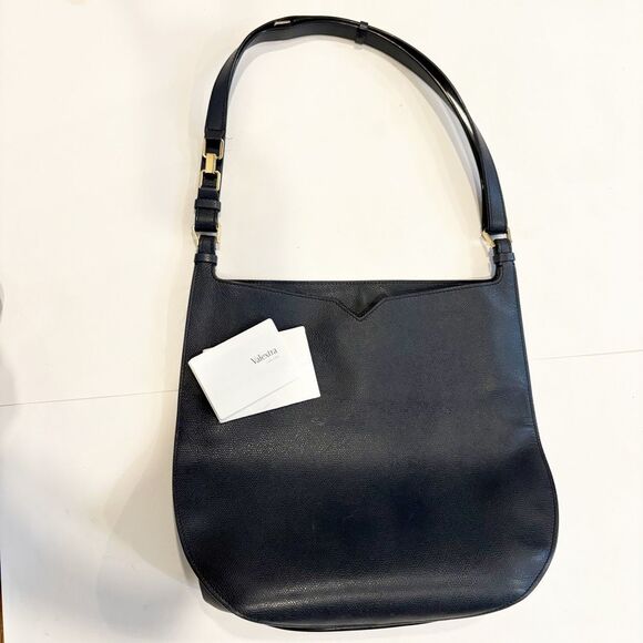 Valextra Hobo Weekend Medium Handbag Navy Made in Italy Leather $2,580.00 - Picture 4 of 11